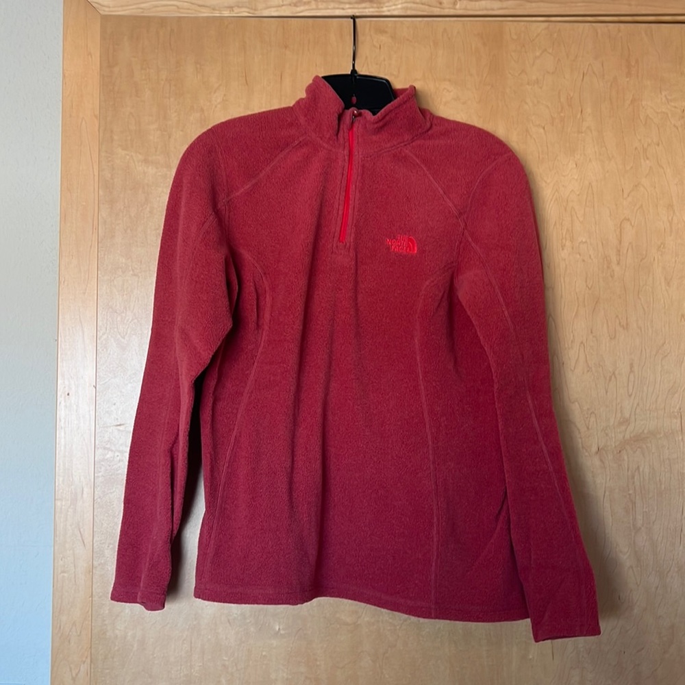 Women’s The North Face Red 1/4 zip Fleece - size M